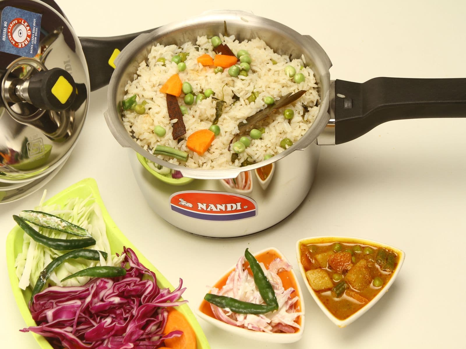Vegetable pulao served with sides